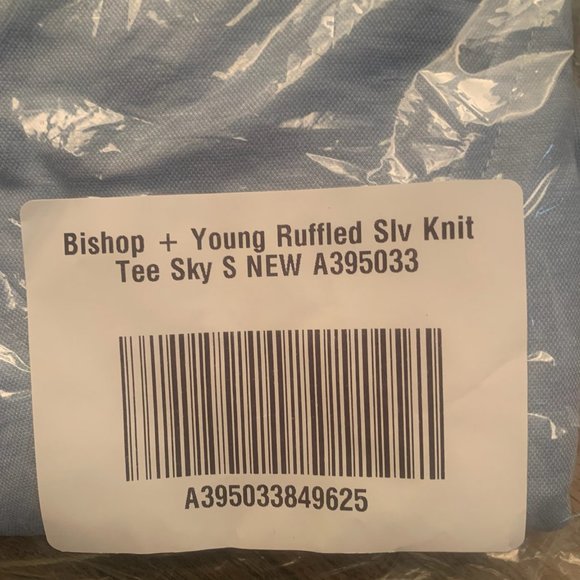 NWT BISHOP + YOUNG RUFFLED SLEEVE KNIT TEE SKY BLUE SMALL - Picture 13 of 14